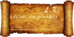 Lénárth Kristóf névjegykártya